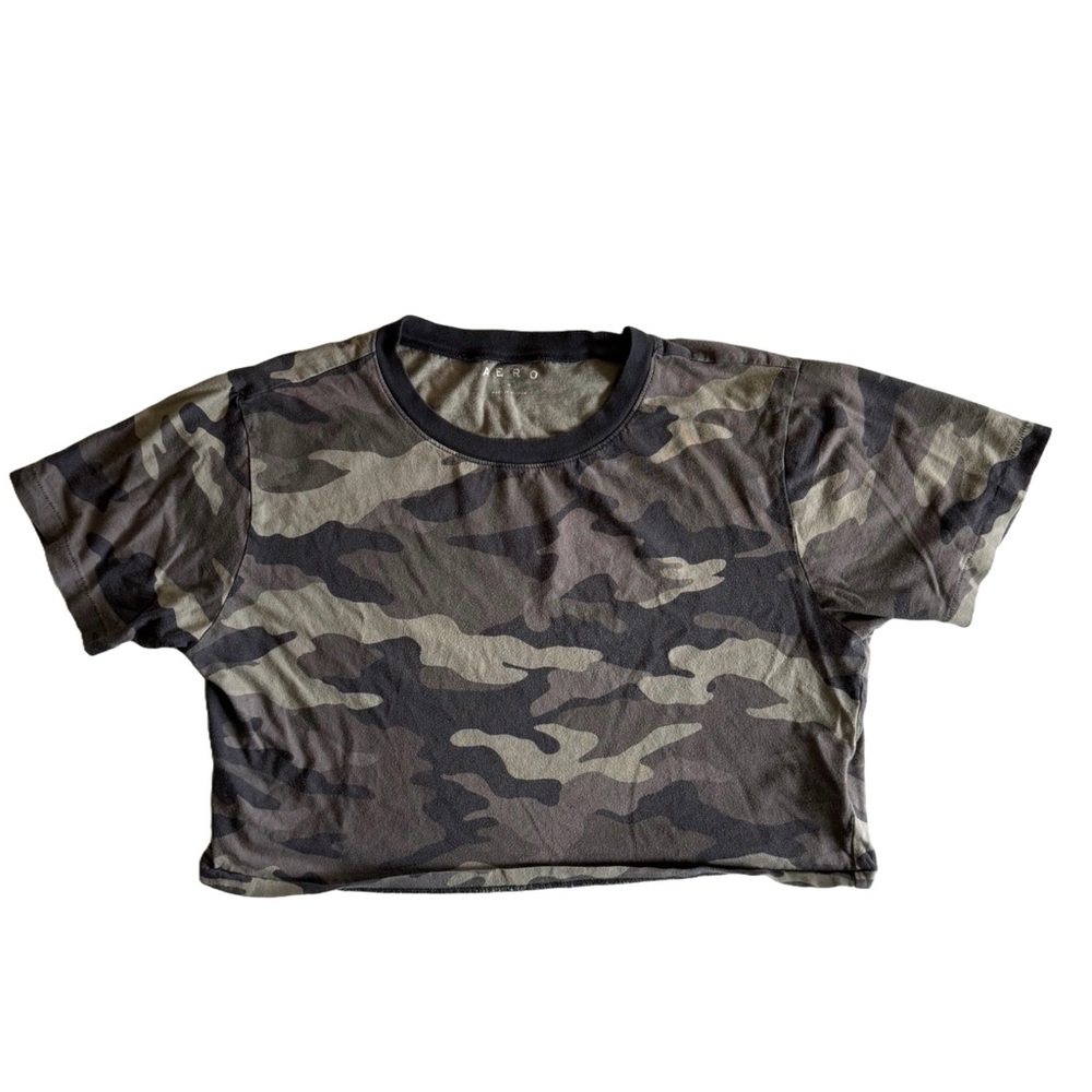 Aero Green and Brown Camouflage Crop Top Size Medium